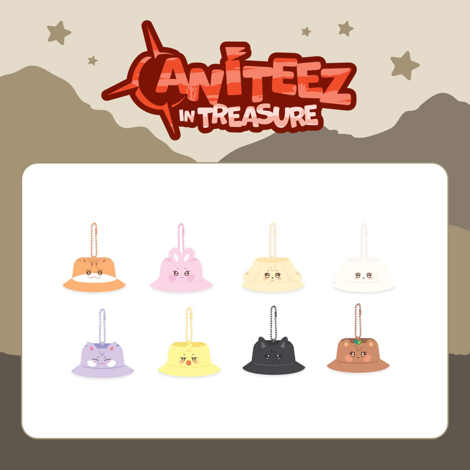 ATEEZ - 2025 BUCKET HAT KEYRING / ANITEEZ IN TREASURE / Official Merchandise